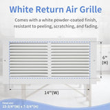 14"W x 6"H [Duct Opening Size] Steel Return Air Grille, Air Return Vent Cover for Ceiling and Sidewall - HVAC Air Vent Covers - [Outer Dimensions: 15.75"W x 7.75"H]