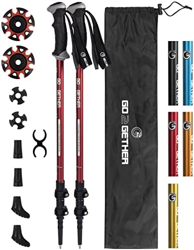 Aluminum Trekking Poles - Quick Adjustable Locks, Comfort Handle, Padded Strap, Snow Baskets - Walking Sticks Suitable for Hiking, Walking