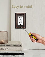 Decorator Wall Plates for Receptacle GFCI Outlet, Dimmer Switch, Decorative Aged Bronze Outlet Covers, Metal Rocker Switch Plates, 1-Gang, 4 Pack