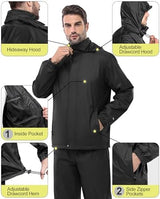 33,000ft Men's Rain Suit Packable Waterproof Lightweight Rain Gear for Golf Hiking Cycling 2 Pieces (Jackets and Pants)