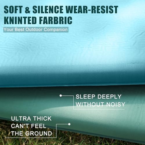 Double Self Inflating Sleeping Pad with Electric Pump,3.14" Thick Memory Foam Camping Mattress 2 Person w/Pillow,Easy Inflate&Deflate,Outdoor Camp Mat for Rooftop Tent Car Truck, Peacock-Blue