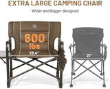 TIMBER RIDGE XXL Upgraded Oversized Directors Chairs with Foldable Side Table, Detachable Side Pocket, Heavy Duty Folding Camping Chair up to 600 Lbs Weight Capacity (Brown) Ideal Gift