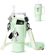 dabria Water Bottle Carrier Bag with Phone Pocket for Stanley 40/30 oz Tumbler Neoprene Water Bottle Holder Pouch with Adjustable Strap Bollus with Straw Cover & Carabiner for Stanley Cup Accessories