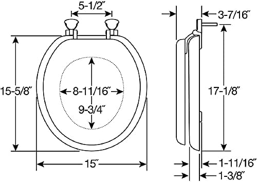 Mayfair Cameron Silver Toilet Seat, Non Slip Heavy Duty Wood, Easy Clean, Round