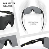 Ukoly Cycling Sunglasses for Men Women with 3 Interchangeable Lenses, Polarized Sports Sunglasses, Baseball Sunglasses