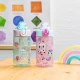 Zak Designs DreamWorks Gabby's Dollhouse Sage Kids Water Bottle For School or Travel, 16oz Durable Plastic Water Bottle With Straw and Leak-Proof, Pop-Up Spout Cover, 2-Pack Set (The Gabby Cats)