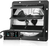 VEVOR Shutter Exhaust Fan, 10'' Wall Mount Attic Fan with Temperature Humidity Controller, 820 CFM, 10-Speed Adjustable, Ventilation and Cooling for Greenhouses, Garages, Chicken Coops, ETL Listed