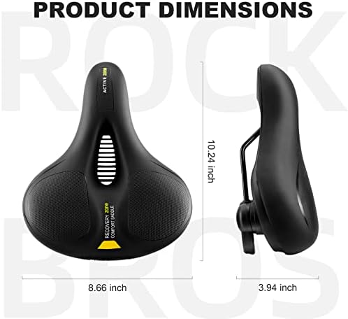 ROCKBROS Bike Seat Comfort Bike Saddle Mountain Bicycle Accessories for Men Women Soft Wide Bike Seat Cushion Dual Shock Absorbing with Reflective Strip
