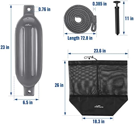 Affordura Boat Fender 4 Pack Boat Bumpers Fenders with 4 Ropes, Boat Bumpers for Pontoon Boat Fenders Inflatable