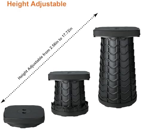 Boreeman Upgraded Collapsible Stool, Square Portable Stool, Lightweight Yet More Sturdy with Load Capacity 400lbs, Perfect for Camping Fishing Hiking BBQ (Square Black)