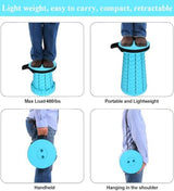 Fishboy Upgraded Collapsible Stool, 400lbs Max Weight, Lightweight But Sturdy, Portable Retractable Folding Telescoping Foldable Camping Stool for Adults Outdoor Fishing Hiking Gardening Travel BBQ