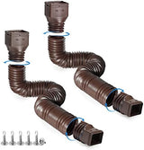 Brown 2-Pack Rain Gutter Downspout Extensions Flexible, Drain Downspout Extender,Down Spout Drain Extender, Gutter Connector Rainwater Drainage,Extendable from 21 to 68 Inches