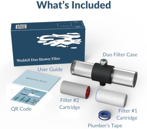 Weddell Duo Shower Filter - NSF Certified Shower Filter, High Pressure Activated Carbon Filter, Removes Chlorine, PFAS & Particulates, Clinically Tested For Healthier Skin & Hair (Black)