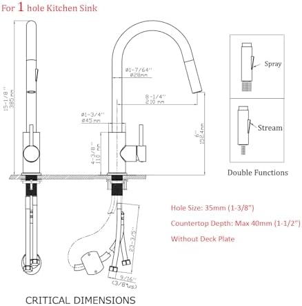 Havin Black Kitchen Faucet with Pull Down Sprayer, High Arc Stainless Steel Material, with cUPC Ceramic Cartridge,Without Deck Plate,Fit for 1 Kitchen or Laundry or Bar Sink Faucet,Matte Black