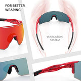 Ukoly Cycling Sunglasses for Men Women with 3 Interchangeable Lenses, Polarized Sports Sunglasses, Baseball Sunglasses