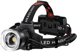 LED Rechargeable Headlamp, Super Bright with 5 Modes & IPX7 Level Waterproof USB Rechargeable Zoom Headlight, 90° Adjustable for Outdoor Camping, Running, Cycling, Climbing