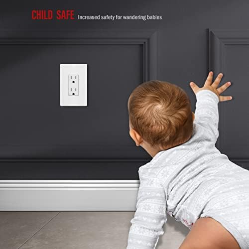 ENERLITES Screwless Decorator Wall Plate Child Safe Outlet Cover, Gloss Finish, Medium Size 1-Gang 4.88" H x 3.11" L, Unbreakable Polycarbonate Thermoplastic, SI8831M-W-10PCS, White