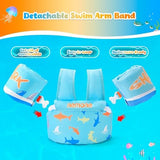 NEMONE Toddler Swim Vest for 22-70 lbs Kids Floaties Swim Jacket with Arm Water Wings for Girls Boys 2 3 4 5 6 7 Years Old Sea Beach Pool