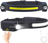 AlpsWolf LED Headlamp Rechargeable, 2 XPE LED and COB LED Head Lamp, Sensor Mode, 260° Wide Beam, IPX4 Waterproof, Rechargeable Headlight for Camping Accessories (2 Pack)