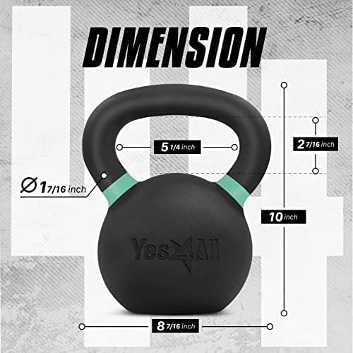 Yes4All Powder Coated Cast Iron Kettlebell Strength Training Kettlebells Weight Set for Full Body Workout, Home Gym