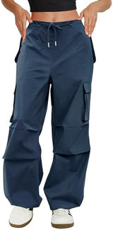 Cargo Pants Women Low Waisted Parachute Pants with Pockets Loose Baggy Hiking Pants Y2K Clothes