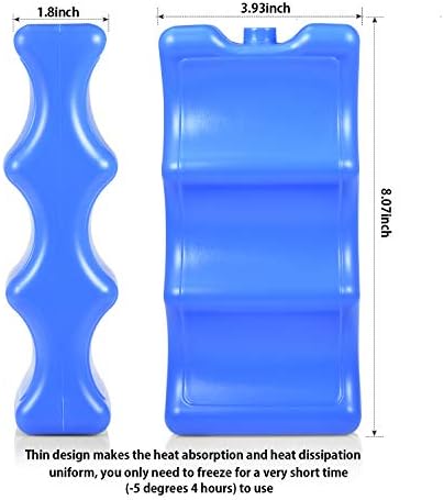 Cold Freezer Cool Ice Packs Double Sided Contoured Reusable Long Lasting for Breast Milk Baby Bottles Cool Storage Insulated Bags, Lunch Box Soda Beer Can Coolers(600g,Set of 4)