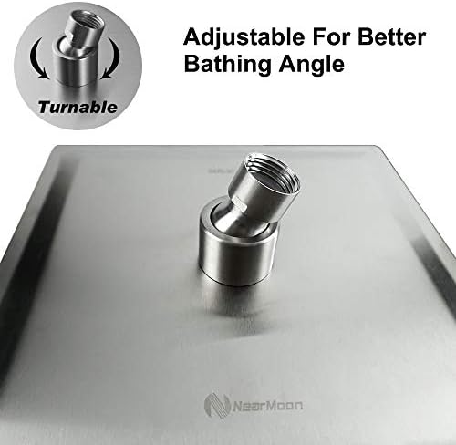 NearMoon Rain Shower Head, High Flow Stainless Steel Square Rainfall Shower, High Pressure Design, Awesome Shower Experience Even At Low Water Flow (8 Inch, Brushed Nickel)
