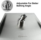 NearMoon Rain Shower Head, High Flow Stainless Steel Square Rainfall Shower, High Pressure Design, Awesome Shower Experience Even At Low Water Flow (8 Inch, Brushed Nickel)