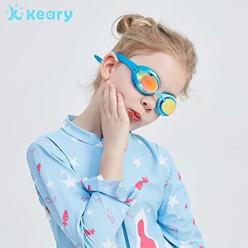 Keary Kids Swim Goggles for Toddler Kids Youth(3-12),Anti-Fog Waterproof Anti-UV Clear Vision Water Pool Goggles