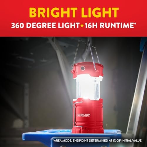 Eveready LED Camping Lantern 360 PRO (3-Pack), Super Bright Tent Lights, Rugged IPX4 Water Resistant LED Lanterns, 100 Hour Run-time (Batteries Included)