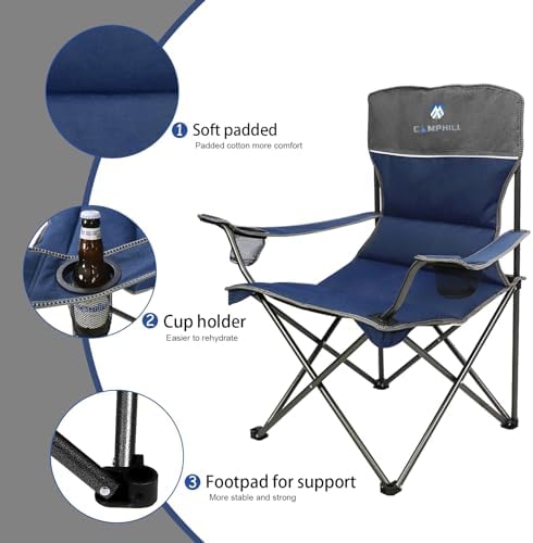 Camping Chair Set of 3, Outdoor Folding Camping Chairs for Heavy People with Cup Holder & Carry Bag,Collapsible Chair Include One Sofa Chair and Two Single Chair,Support up to 500lbs
