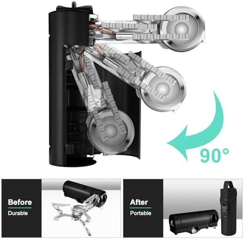 Odoland Portable Camping Stove Propane 1400W Gas Stove Collapsible Backpacking Stove for Indoor Outdoor Cooking Hiking and Picnic