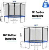 AOTOB 8FT 10FT 12FT 14 FT 15FT Trampoline with Safety Enclosure Net，Outdoor Trampoline with Basketball Hoop, Heavy Duty Jumping Mat and Spring Cover Padding for Kids and Adults, Storage Bag and Ladder