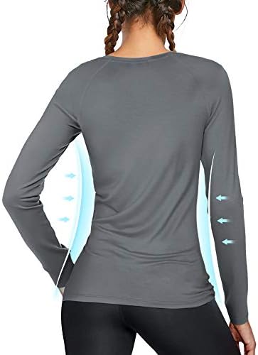 isnowood Women's Sun Protection Long Sleeve Shirts, UPF 50+ UV Rash Guard Swim Shirt, Workout Hiking Running Athletic Tops