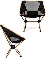 QWORK Ultralight Portable Camping Chair with Triangular Stability – Aluminum Alloy Frame, Ripstop Polyester Seat, Plastic Joints, 330 lbs Capacity - for Fishing, Camping, Hiking and Backpacking Orange