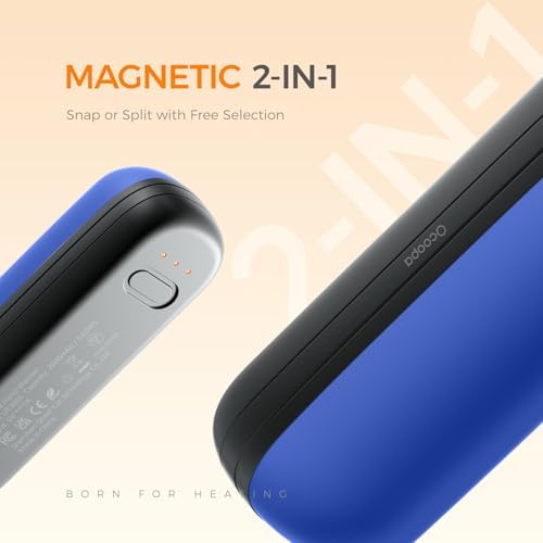 OCOOPA 2 in 1 Magnetic Rechargeable Hand Warmers, UT2s Mini Electric Handwarmers 2 Pack, Split USB-C, Reusable Portable Pocket Heater, Raynauds, Golf, Christmas, Tech Gifts for Women Men