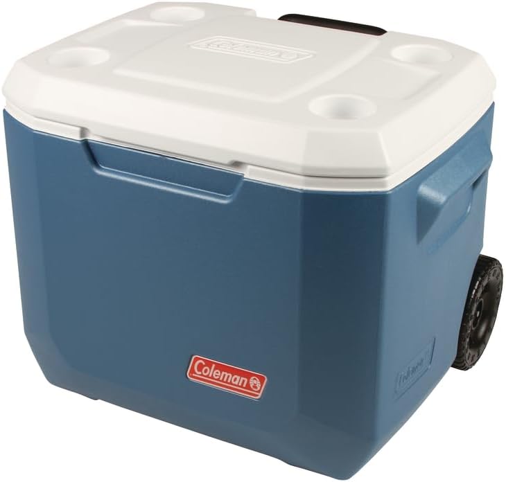 Coleman Xtreme 50qt Wheeled Cooler, Extra-Walled Insulation Keeps Ice up to 5 Days, Portable Rolling Hard Chiller