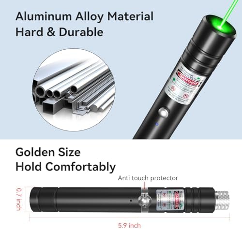 [Professional] Rechargeable Green Line Light Flashlight Long Distance Range for TV/LED/LCD Screens Tactical Flashlights Presentation Office/Outdoors/Astronomic/Construction [001]