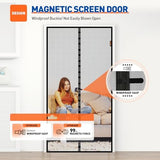 MAGZO Magnetic Screen Door Fit Door Size 32 x 78 Inch, Screen Size 34" x 79" Strong Magnets Mesh, Reinforced Fiberglass Net for Patio and Front Entrances, Gray