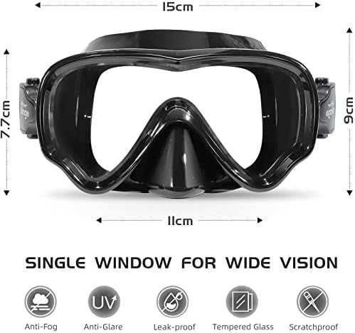 Seago Kids Swim Goggles Snorkel Diving Mask for Youth(5-15), Anti-Fog 180° Clear View