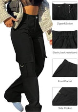 Cargo Pants for Women High Waisted Casual Pants Work Pants Baggy Stretchy Wide Leg Y2K Streetwear with Pockets