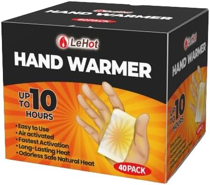 Hand Warmers - 40 Packs Hot Hands Disposable Heat Pad, Hot Hands Hand Warmers, Up to 10 Hours of Safe and Continuous Heat, Perfect for Camping, Outdoor Skiing, Fishing Ideal for Outdoors and Travel.
