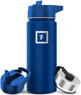 IRON °FLASK Camping & Hiking Hydration Flask with 3 Lids - Stainless Steel, Double Walled & Vacuum Insulated Water Bottle - Leak Proof & BPA Free (Cobalt, Straw - 18 oz)