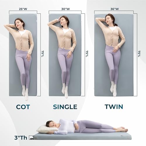 Kingfun Memory Foam Camping Sleeping Pad, CertiPUR-US Camping Mattress Waterproof Roll Up Mattress Guest Bed, Thick Floor Sleeping Mat for Car Truck Tent for Adults with Travel Bag