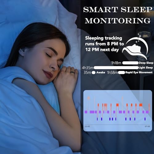 Smart Health Ring for Women Men Fitness Tracker with Heart Rate, Blood Oxygen, Blood Pressure, Sleep Monitoring, Step Counting, IP68 Waterproof for iPhone and Android, No Subscription Fee, Silver 6