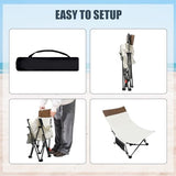 Compact Backpack Beach Chairs 2 Pack with Adjustable Backrest & Side Pocket, Low Folding Camping Chairs for Adults, Portable Reclining Chairs for Beach, Lawn, Travel
