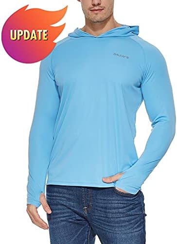 baleaf Men's Sun Protection Hoodie Shirt UPF 50+ Long Sleeve UV SPF T-Shirts Rash Guard Fishing Swimming Lightweight