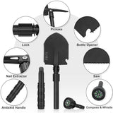iunio Camping Shovel,Shovel Folding, Portable, Multitool, Foldable Entrenching Tool, Collapsible Spade, for Backpacking, Trenching, Hiking, Survival, Car Emergency