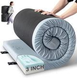 Kingfun Memory Foam Camping Sleeping Pad, CertiPUR-US Camping Mattress Waterproof Roll Up Mattress Guest Bed, Thick Floor Sleeping Mat for Car Truck Tent for Adults with Travel Bag