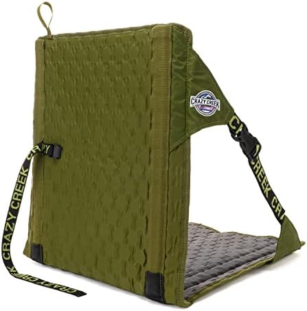 Crazy Creek HEX 2.0 Original Chair for Camping, Stadium Seating & More, Comfort on All Terrains, Adjustable Straps, Compact Design, Water-Resistant,Olive/Slate
